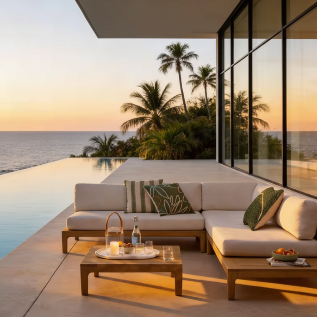 Valente Lucca Teak Outdoor Sectional Lounge Set