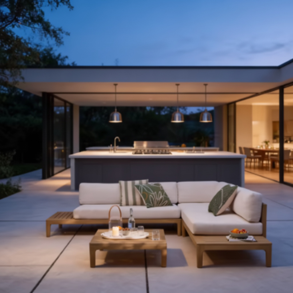 Valente Lucca Teak Outdoor Sectional Lounge Set