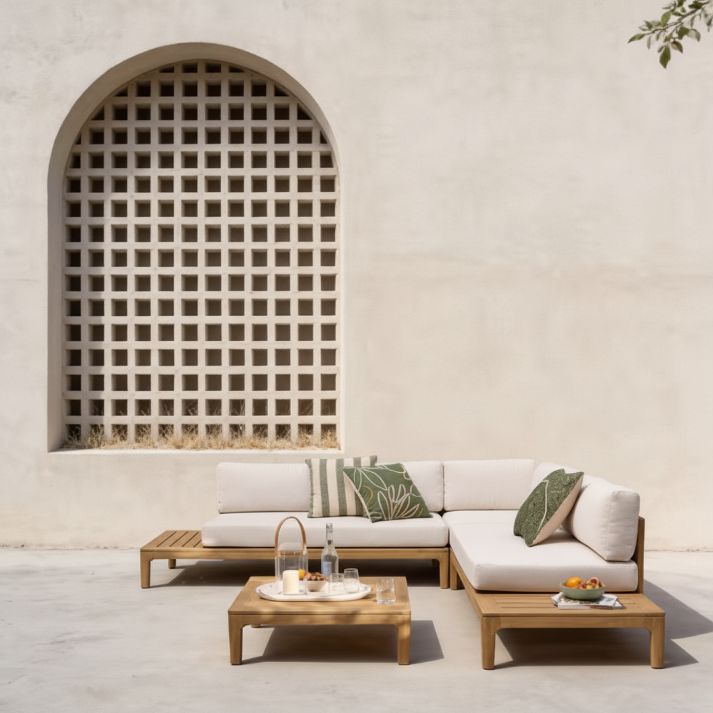 Valente Lucca Teak Outdoor Sectional Lounge Set