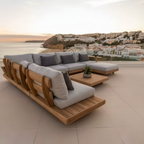 Valente Amalfi Teak Coastal Outdoor Sectional