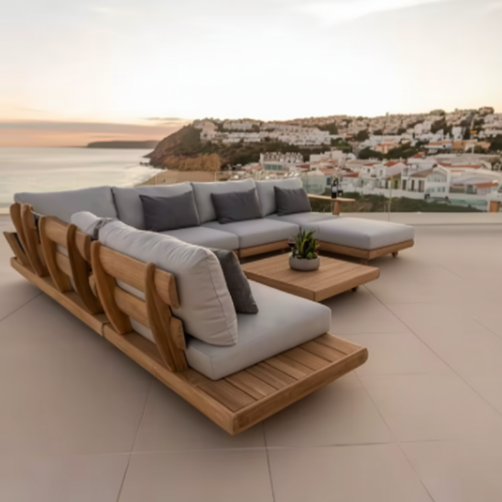 Valente Amalfi Teak Coastal Outdoor Sectional