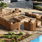 Valente Capri Curved Teak Outdoor Lounge Set