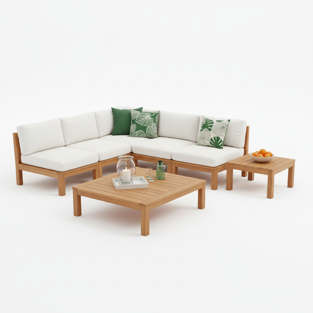 Valente Lucca Teak Outdoor Sectional Lounge Set