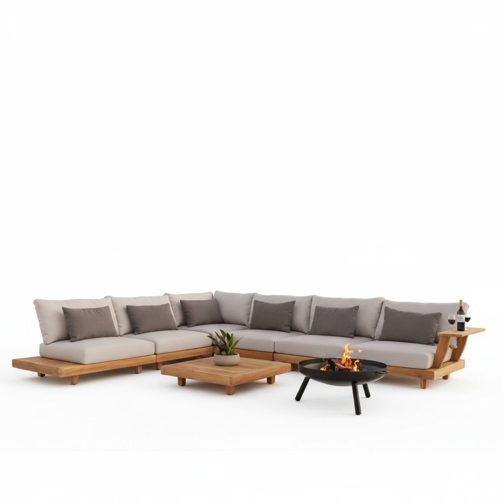 Valente Amalfi Teak Coastal Outdoor Sectional